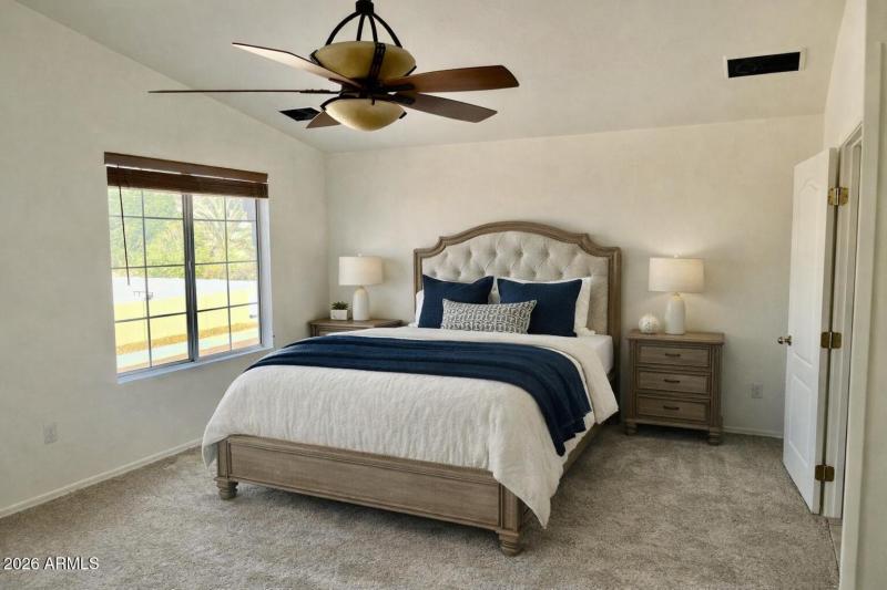 Primary bedroom virtually staged