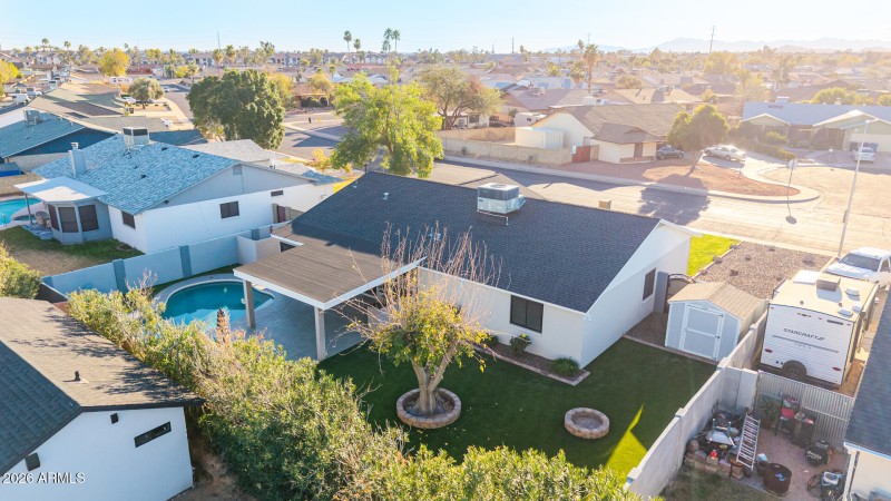 Backyard – Aerial pool and yard view