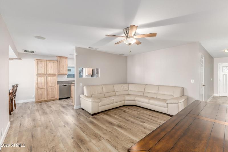 Family Room – Kitchen pass-through view