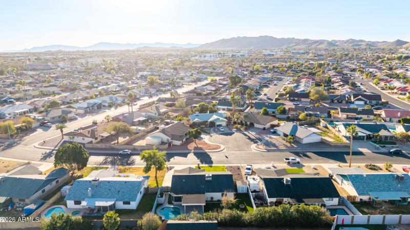 Neighborhood – Aerial toward mountains