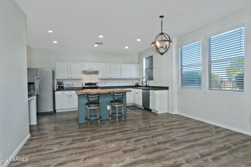 Kitchen with butcher block island