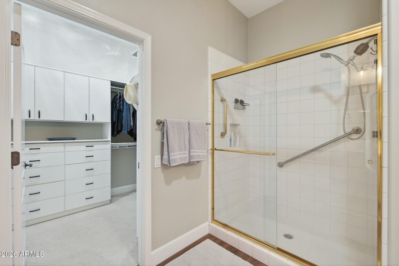 Walk-in shower and walk in closet