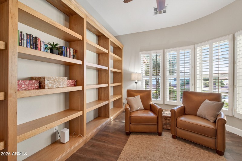 Built in shelving in the office