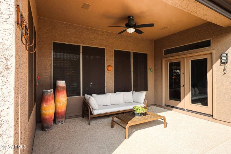 DOUBLE DOORS OFF FAMILY ROOM TO PATIO