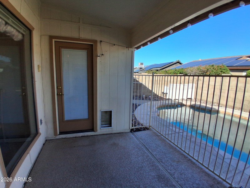 Patio toward Breakfast Nook Door and Dog