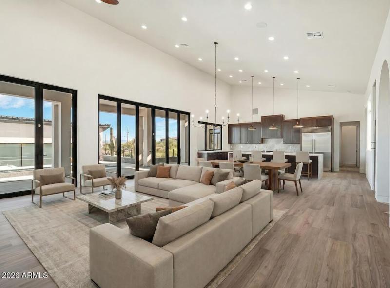 Digitally staged living room