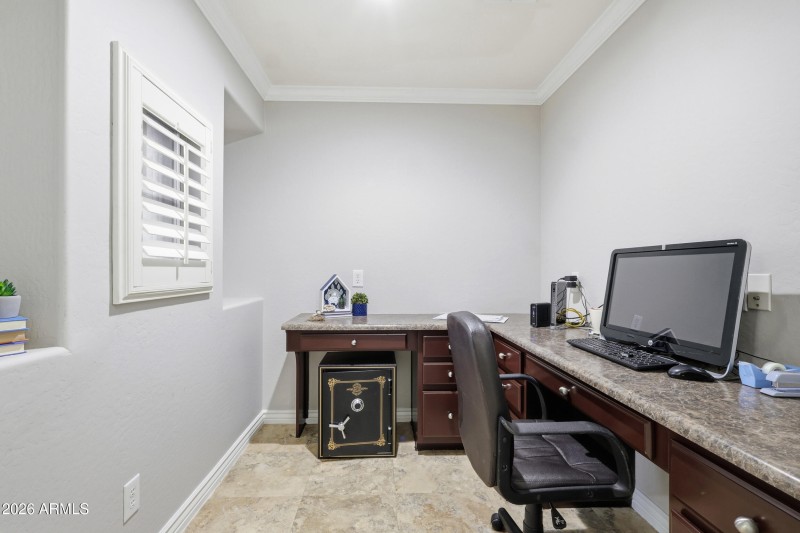 office nook with built-in desk