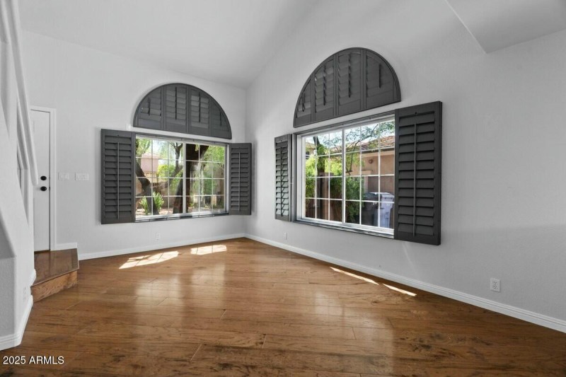 Living room with plantation shutters