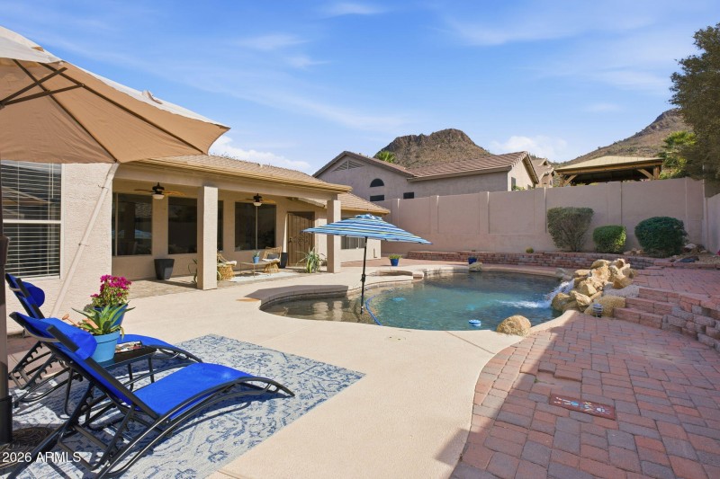 Poolside lounging space
