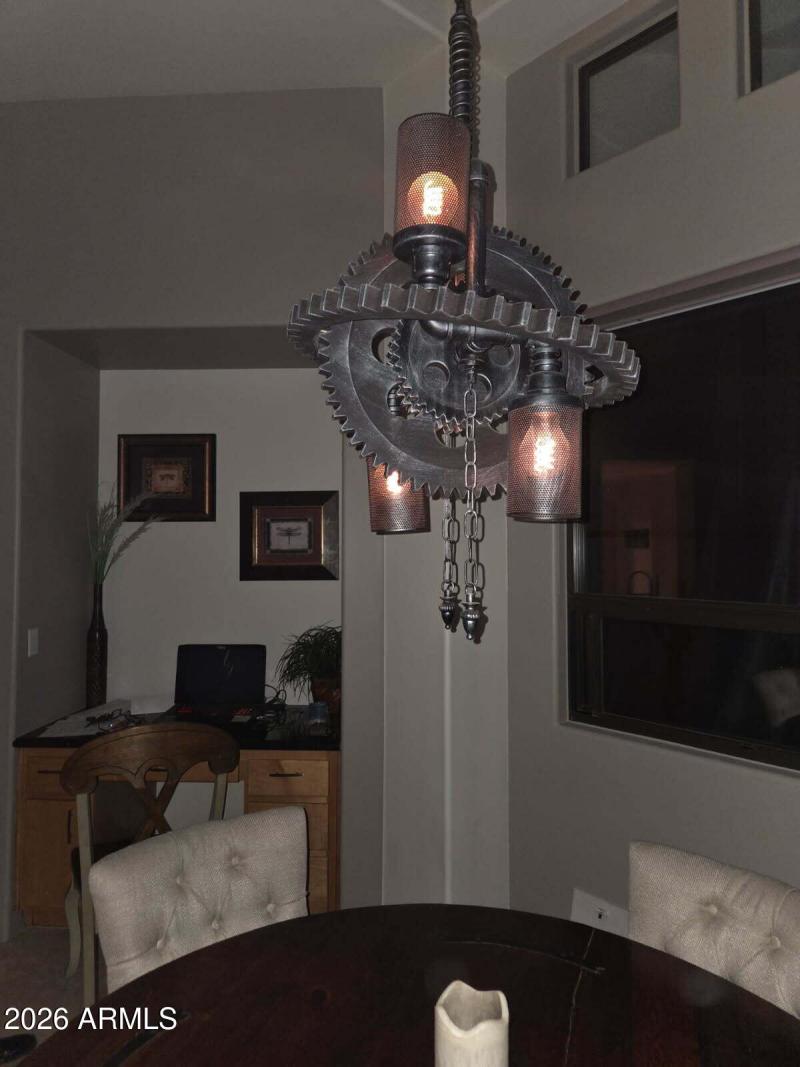 details of dining room chandileer