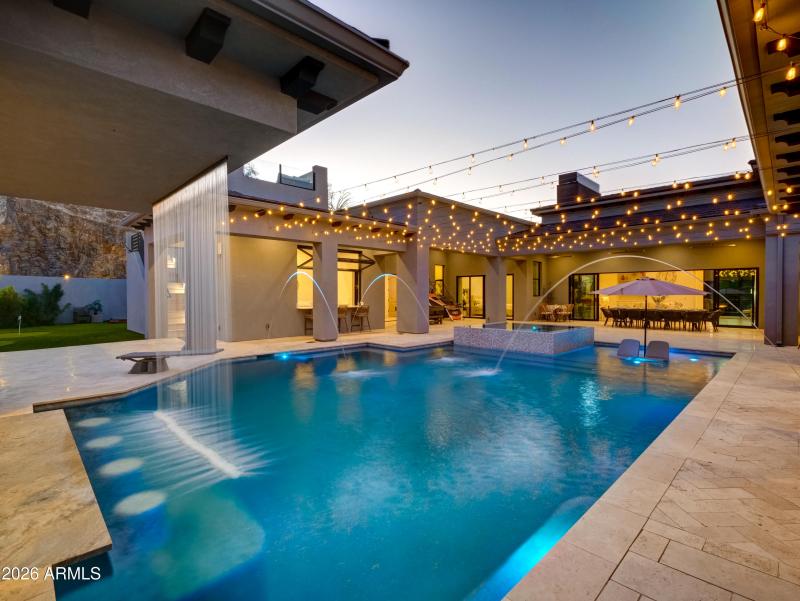 Waterfall swim up bar