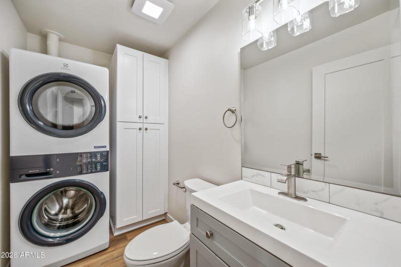 Half Bath with full size washer & dryer