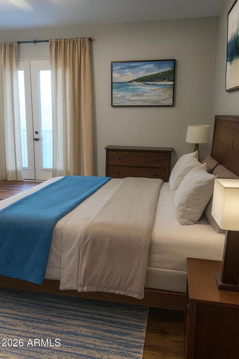 Primary bdrm virtually staged