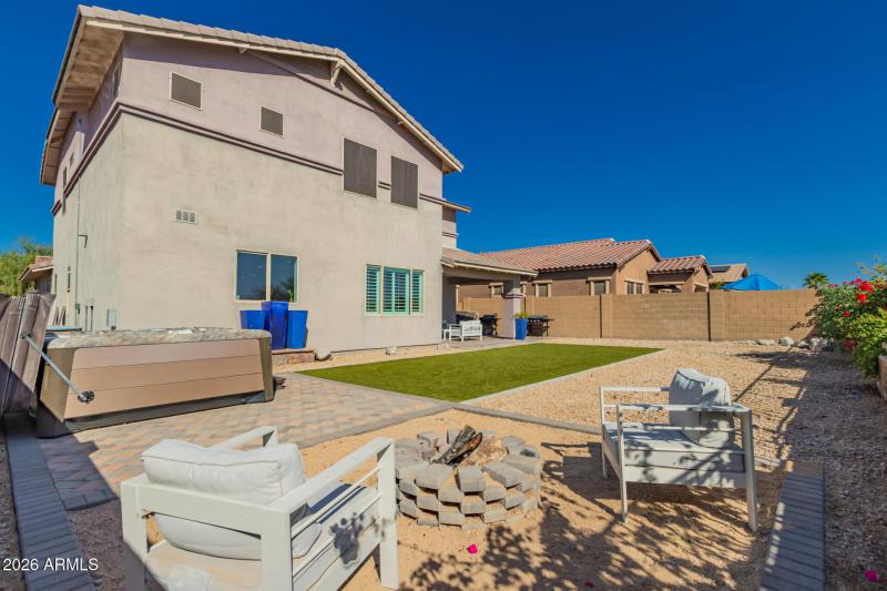 Artificial turf, spa, fire pit