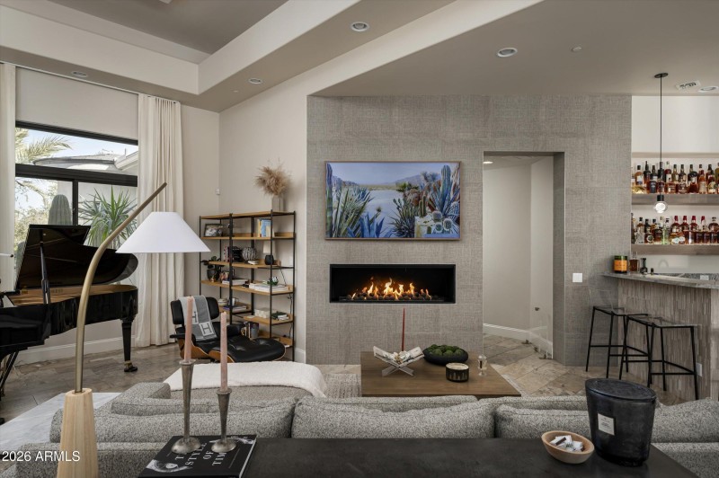 Fireplace in sitting area
