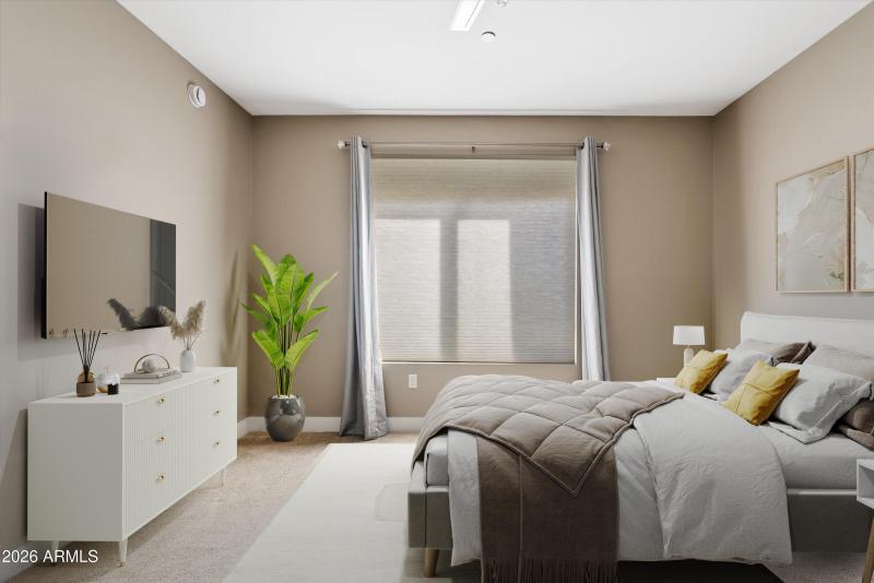 Primary bedroom virtually staged