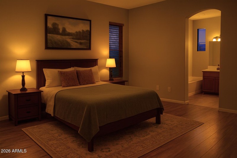 Primary bdrm virtually staged