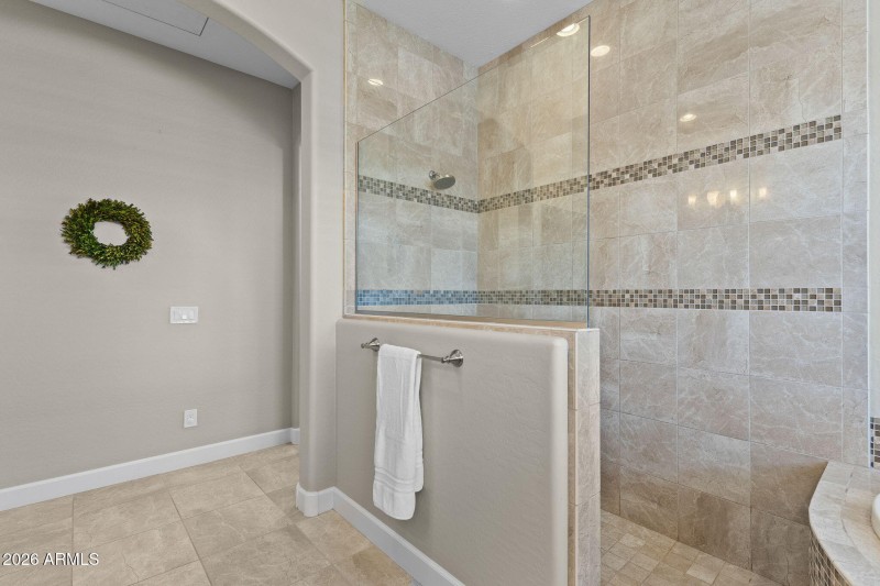 Large walk in shower in primary bathroom