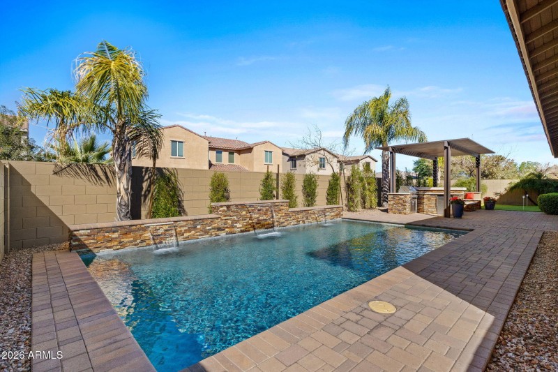 Beautiful pool with water feature