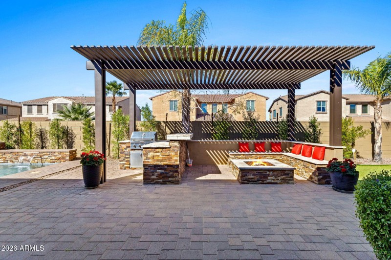 Pergola w/ built-in Grill and Firepit