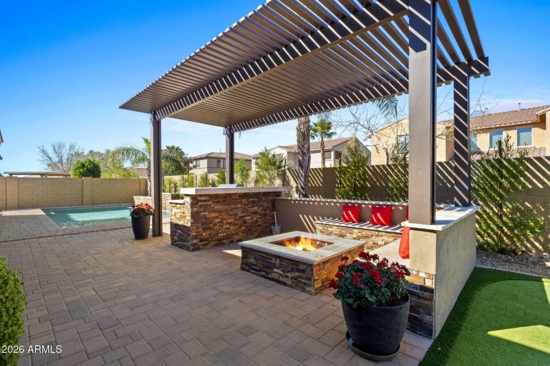 Built-in firepit and seating