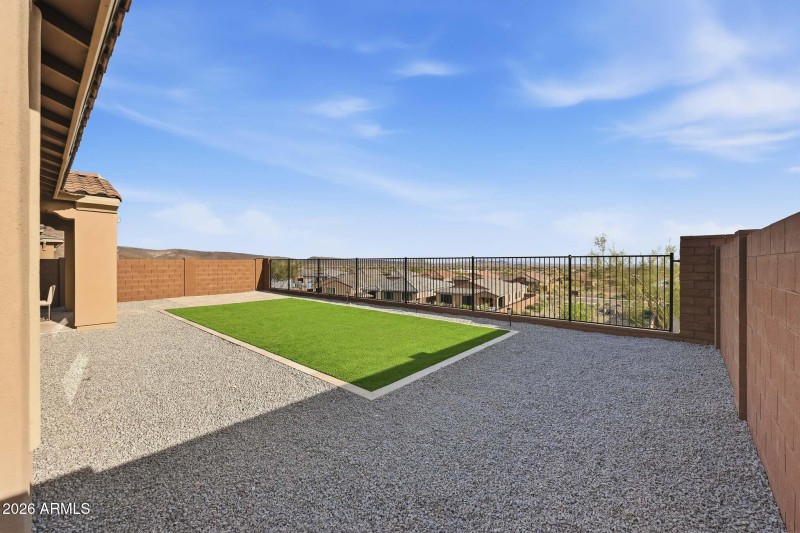 City views enhance the backyard setting