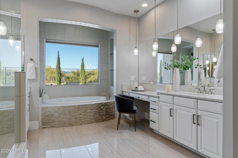 Deep Soaking Tub, Dual Vanities,