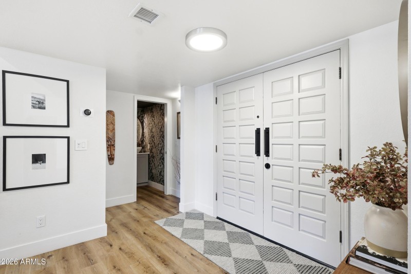 Front door to Powder room