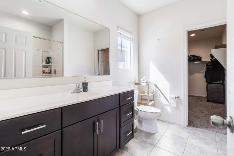 Main bathroom with huge closet space