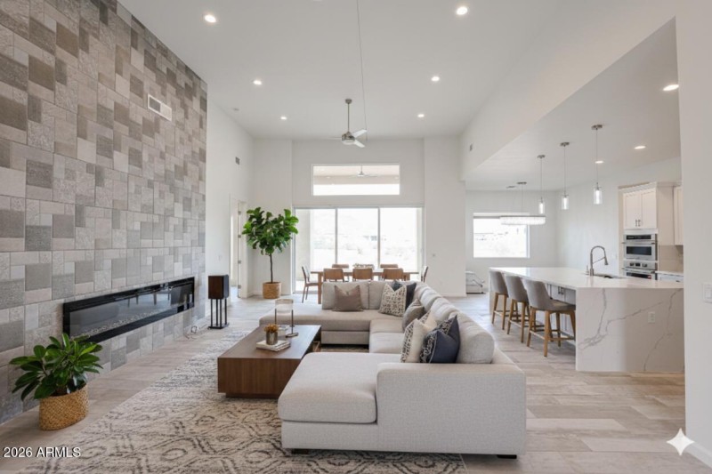 living room and kitchen