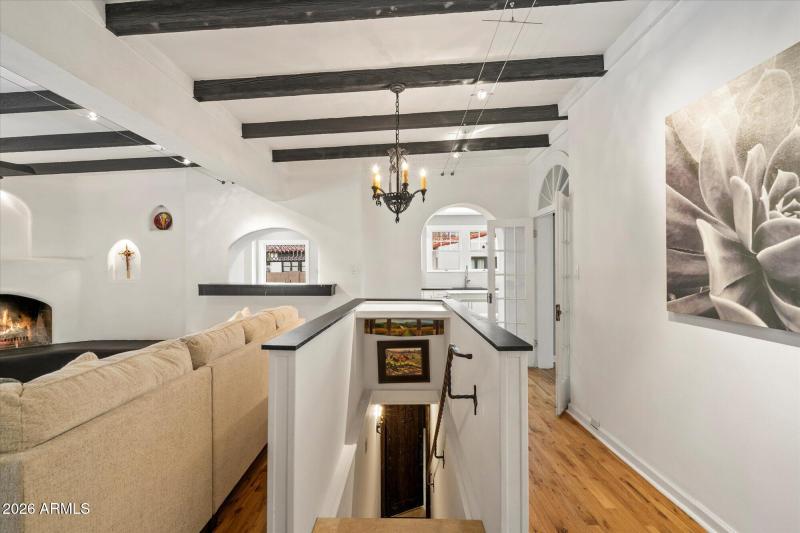 Stairs down to wine cellar