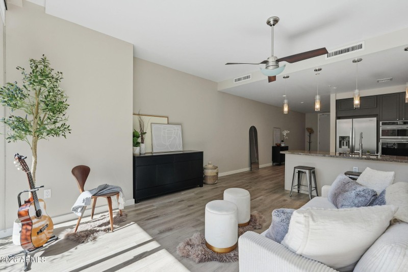 Living Room into Entry Way