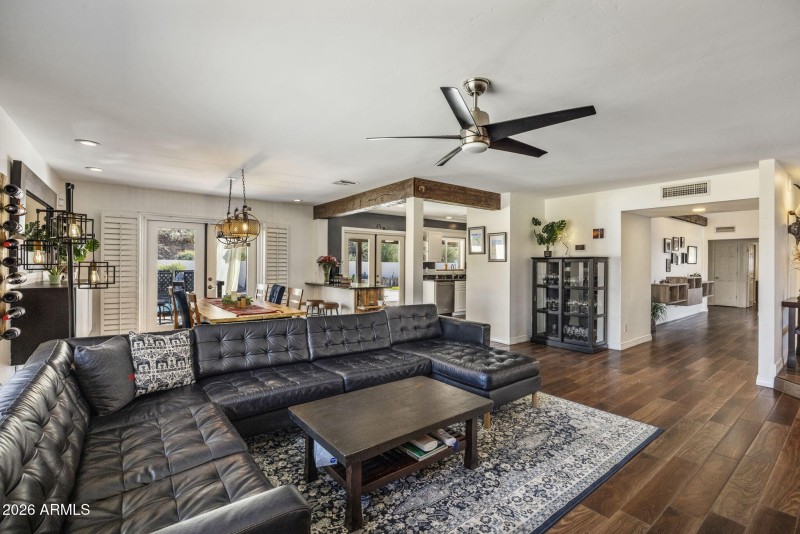 Family room towards kitchen.