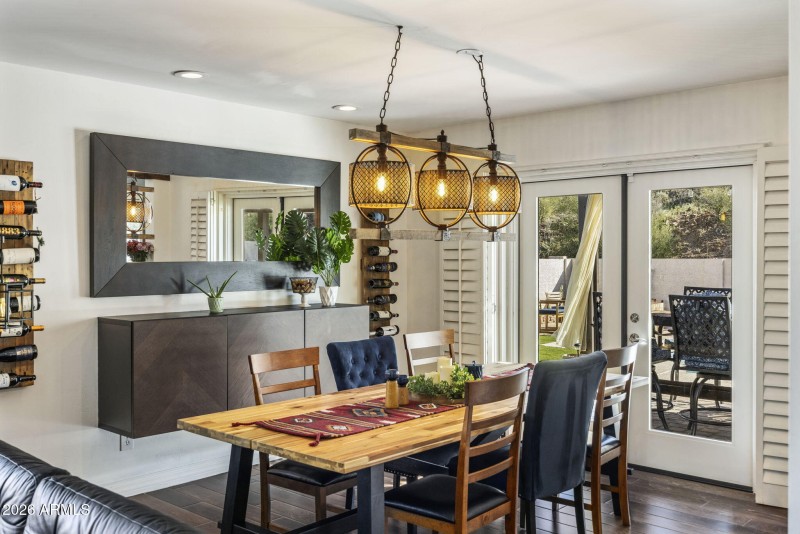 Dining with access to the backyard.