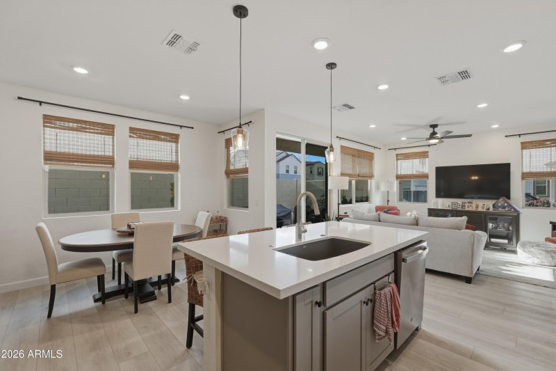Kitchen opens to Great Room