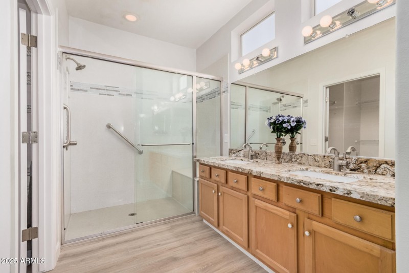 Primary Bathroom with New Granite and Sh