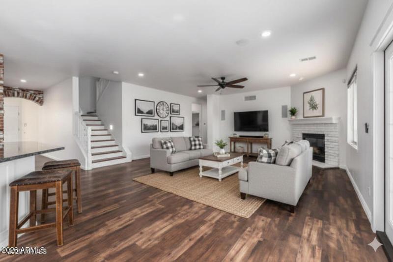 Family room virtually staged