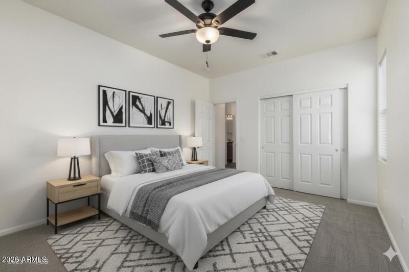 Downstairs Bedroom virtually staged