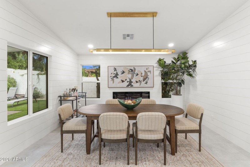 Cozy fireside dining