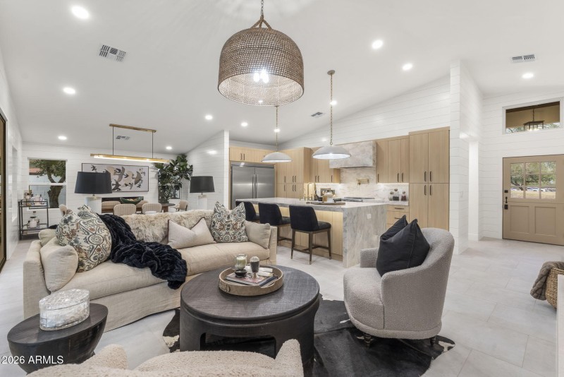 Fireplace-centered great room