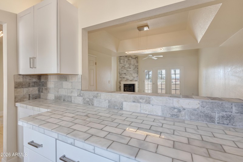 Kitchen pass through to living room