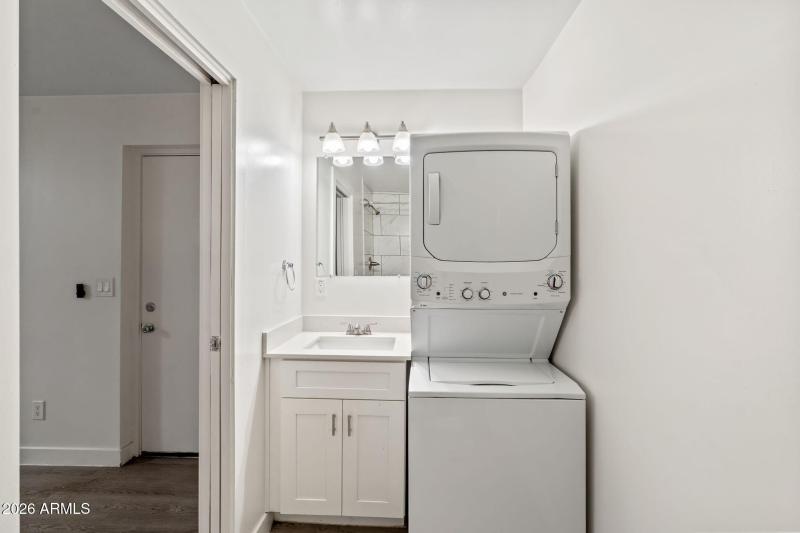 Bathroom w/Stacked Washer & Dryer