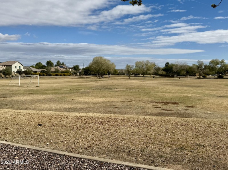 Soccer field with goals