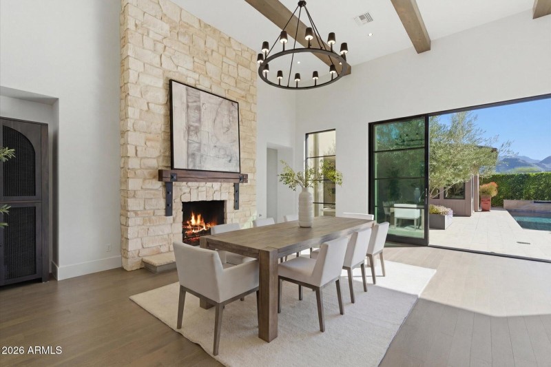 Stone to Ceiling Fireplace