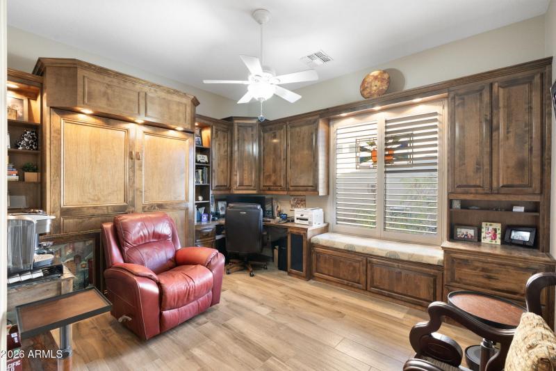 Den with Custom Built-in Cabinets