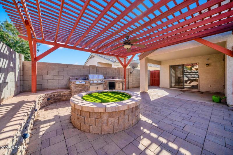 Pergola Backyard Entertainment Center