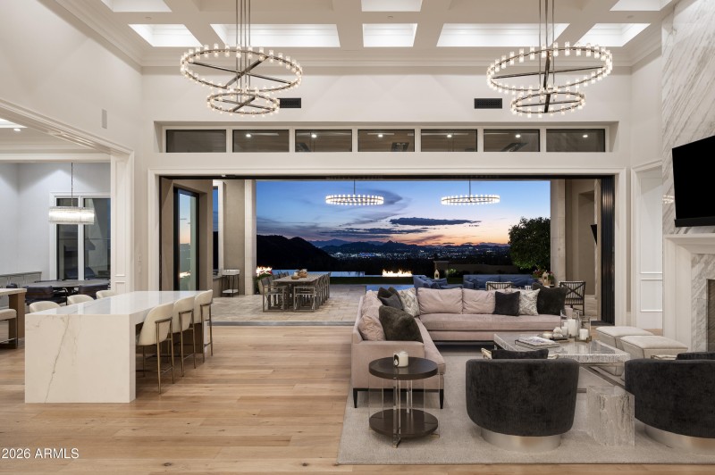 Great Room with 30' wide pocket door