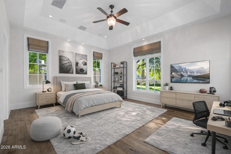 Downstairs Bed 1 + En Suite Bath Staged