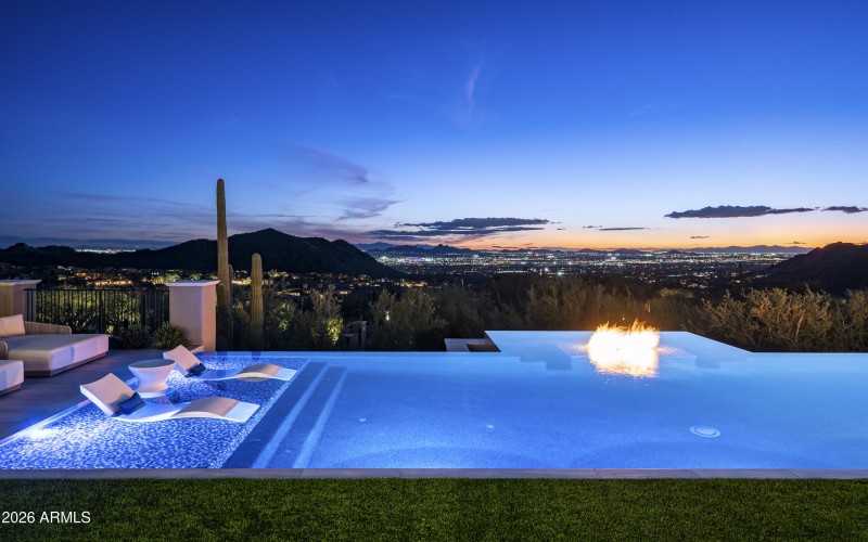 Infinity Edge Pool w/ Fire
