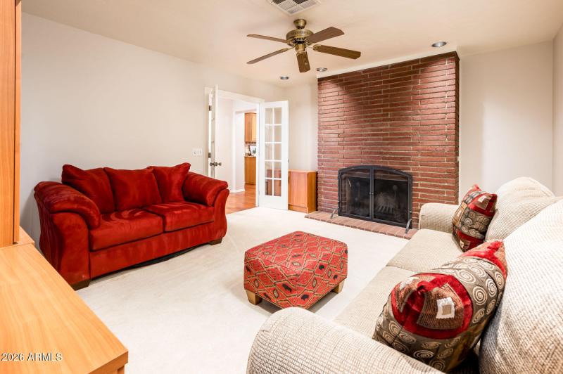 Living Room Wood Fireplace